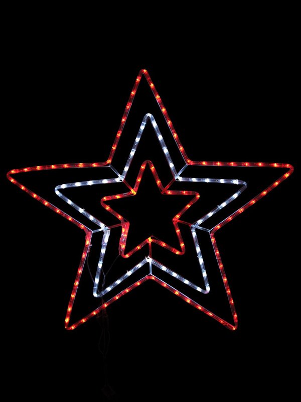 Red & Cool White Triple Christmas Star LED Rope Light Silhouette - 80cm — image 3
