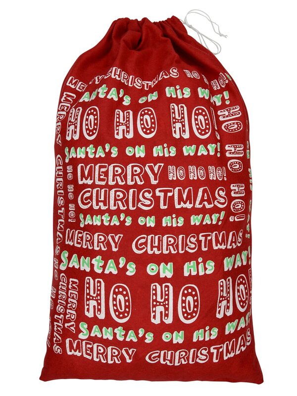 Red Felt Christmas Text Santa Sack - 80cm