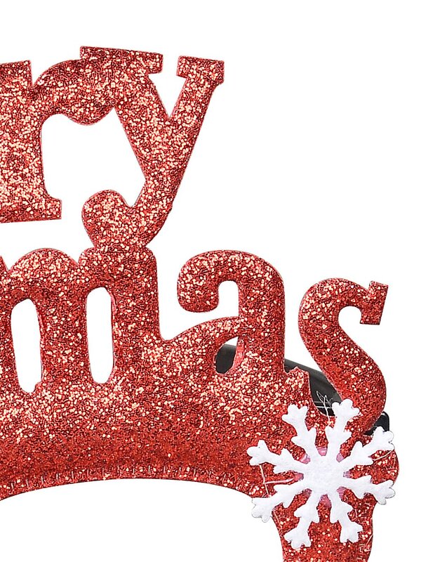 Red Glitter Merry Christmas Novelty Glasses Mistletoe | One Size Fist Most — image 5