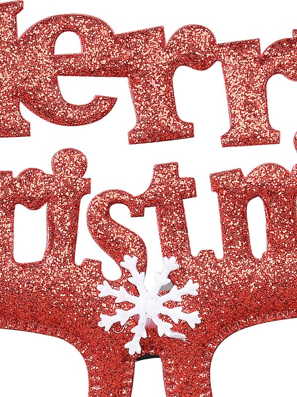 Red Glitter Merry Christmas Novelty Glasses Mistletoe | One Size Fist Most — image 4