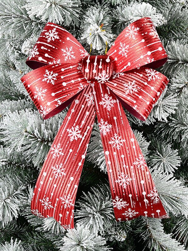 Red Glitter Stripe & Snow White Whimsical Monumental Bow | 45cm — image 2