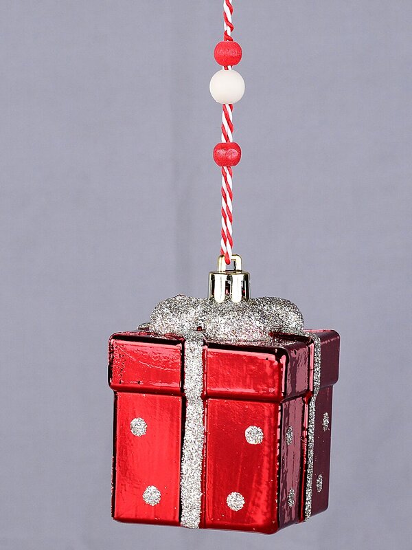Red Glittered Gift Box Radiant Essential Ornament | 60mm — image 3