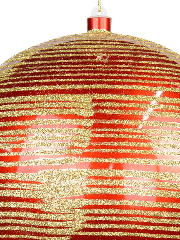 Red Gloss With Thin Gold Glitter Stripe Large Bauble Display Decoration - 25cm — image 3