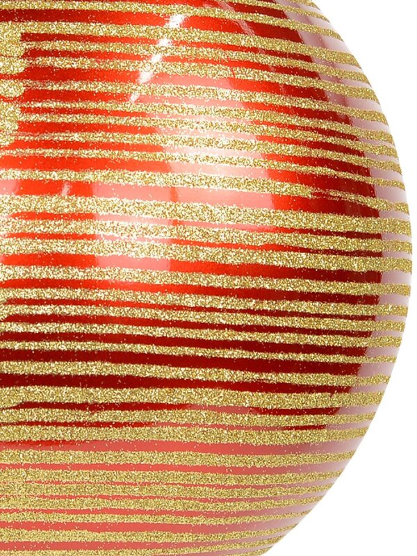 Red Gloss With Thin Gold Glitter Stripe Large Bauble Display Decoration - 25cm — image 4
