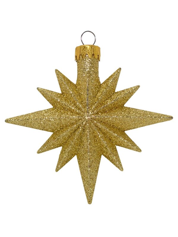 Red & Gold Glittered 12 Point Star Decorations - 4 x 11cm — image 3