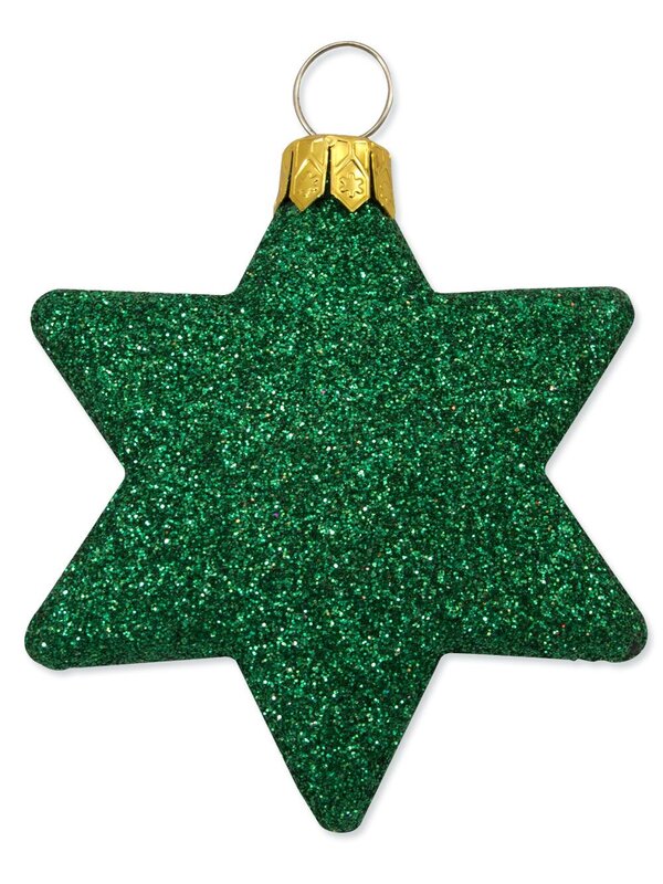 Red, Gold & Green Glittered Star Decorations - 65mm