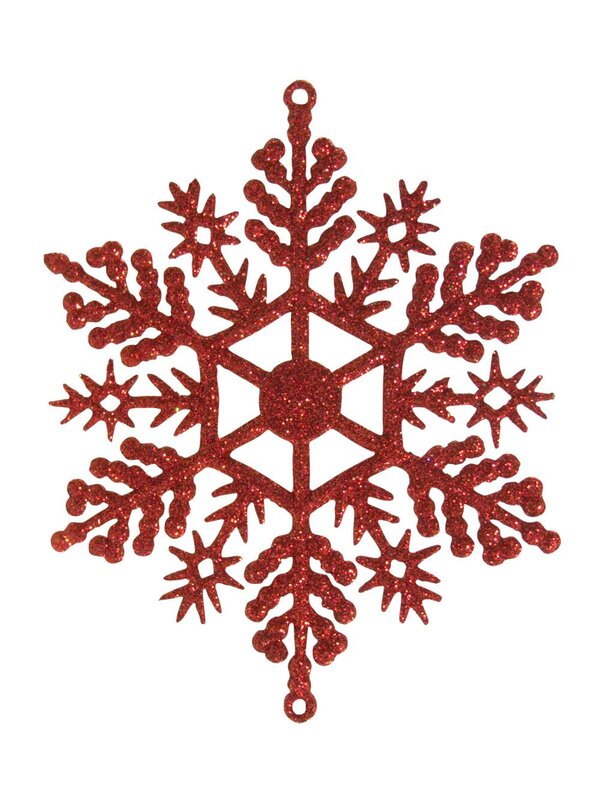 Red & Gold Snowflake Hanging Decorations - 12 x 10cm