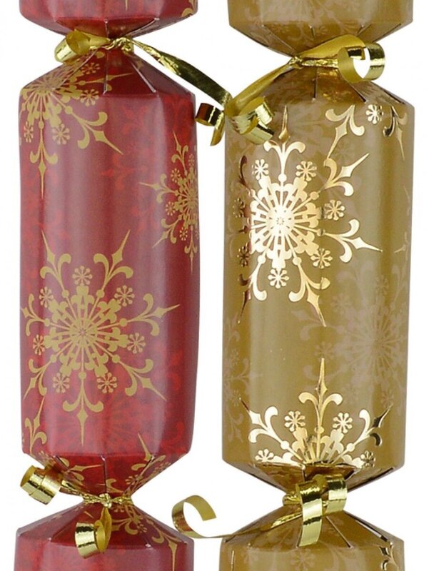 Red & Gold With Snowflakes Pattern Christmas Cracker Bon Bons - 12 x 29cm — image 2