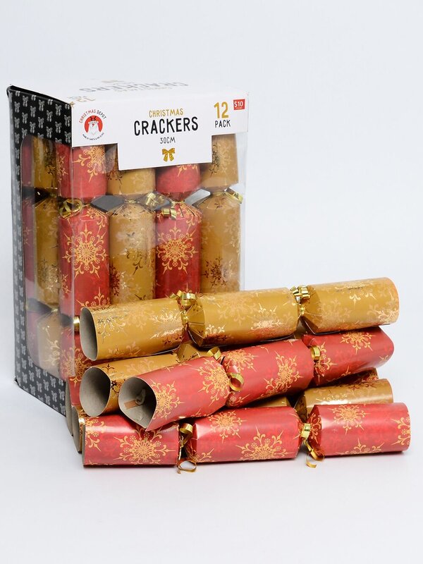 Red & Gold With Snowflakes Pattern Christmas Cracker Bon Bons - 12 x 30cm — image 2