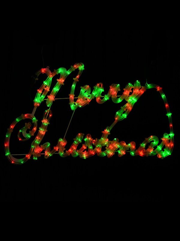 Red & Green Cursive Merry Christmas LED Rope Light Silhouette - 72cm — image 2