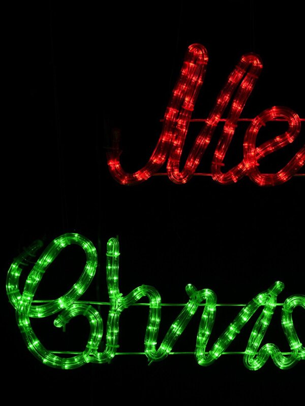 Red & Green Cursive Merry Christmas LED Rope Light Silhouette - 1m — image 3