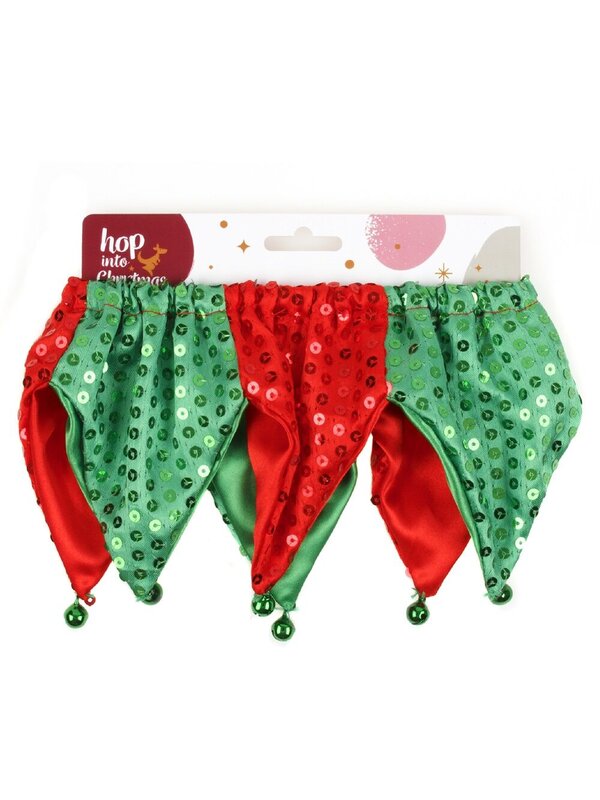 Red & Green Dog Jester Collar With Sequins & Bells | Small To Medium — image 3