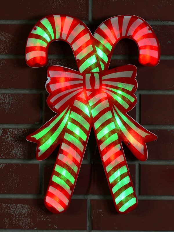 Red & Green Dual Bulb Twinkle PVC Candy Canes Light Silhouette - 49cm — image 2