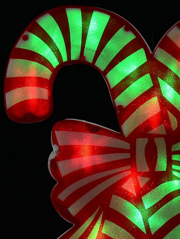 Red & Green Dual Bulb Twinkle PVC Candy Canes Light Silhouette - 49cm — image 3