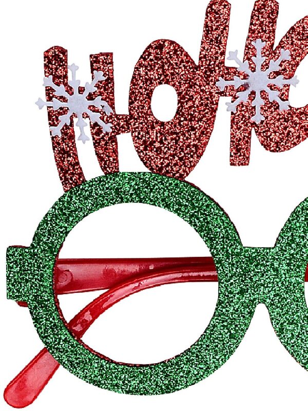 Red & Green Glitter Ho Ho Ho Novelty Glasses | One Size Fits Most — image 3