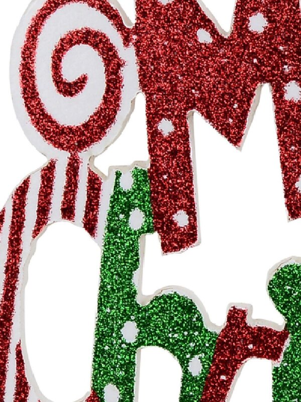 Red & Green Glitter Merry Christmas Whimsical Essential Ornament | 24cm — image 2
