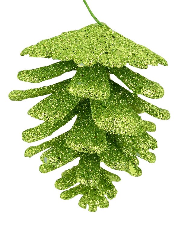 Red & Green Glitter Pine Cone Hanging Decoration - 12 x 60mm
