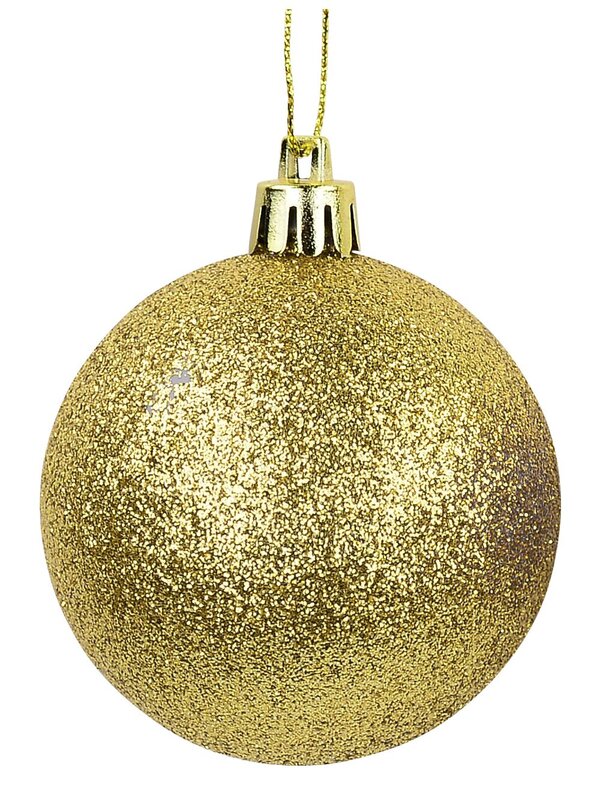 Red, Green & Gold Glittered Baubles 12 x 60mm
