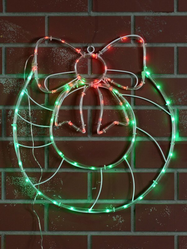 Red & Green LED Wreath With Bow Noodle Rope Light Silhouette - 50cm — image 2