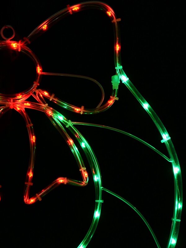 Red & Green LED Wreath With Bow Noodle Rope Light Silhouette - 50cm — image 3