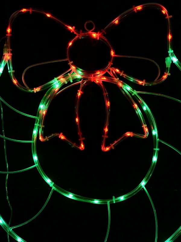 Red & Green LED Wreath With Bow Noodle Rope Light Silhouette - 50cm — image 4