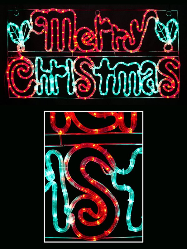 Red & Green Merry Christmas Rope Light Silhouette - 52cm — image 2