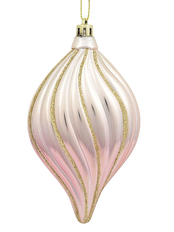 Red, Green & Pink Gradated Onion Baubles With Gold Stripes - 3 x 14cm — image 3