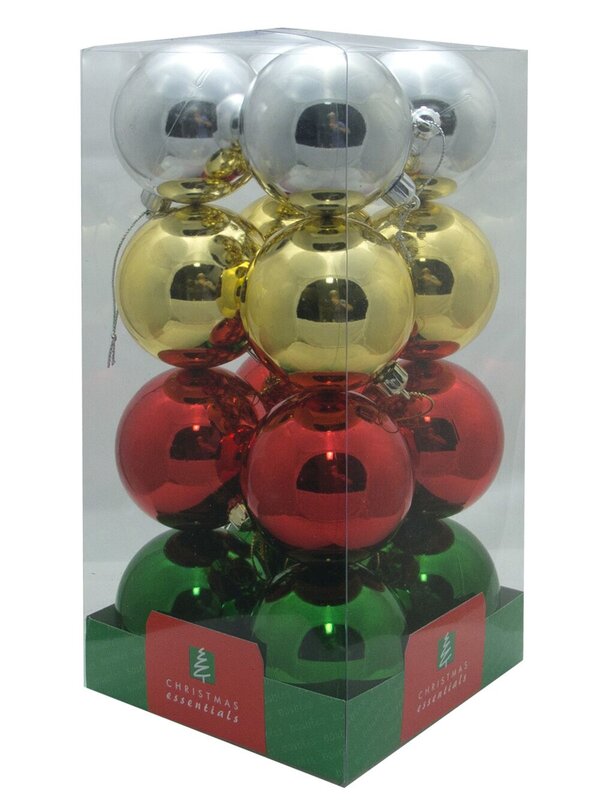 Red Green Silver & Gold Metallic Christmas Baubles - 16 x 60mm — image 6