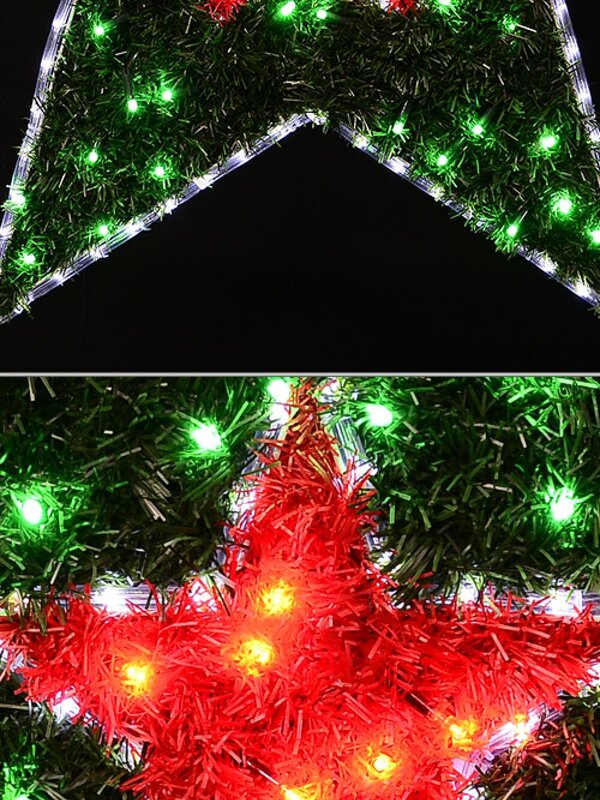 Red & Green Tinsel With Cool White LED Star Rope Light Silhouette - 95cm — image 5