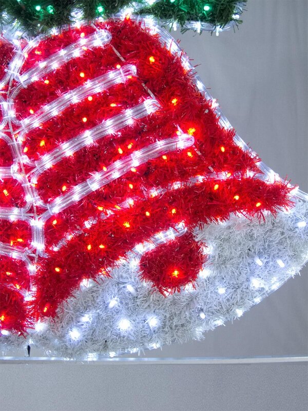 Red, Green & White Tinsel Bells With Cool White LED Rope Light Motif - 1.1m — image 3
