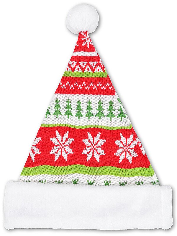 Red Green & White Ugly Sweater Knitted Santa Hat | One Size Fits Most — image 2