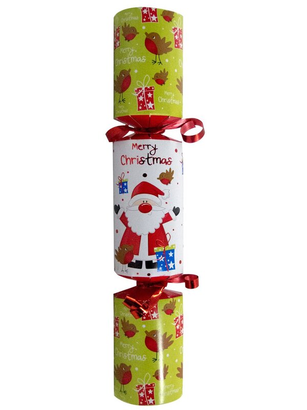 Red, Green & White With Santa, Birds & Gifts Bon Bons - 6 x 22cm