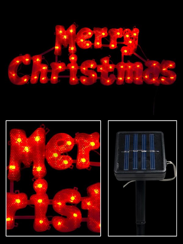Red LED Solar Merry Christmas Sign - 49cm — image 2