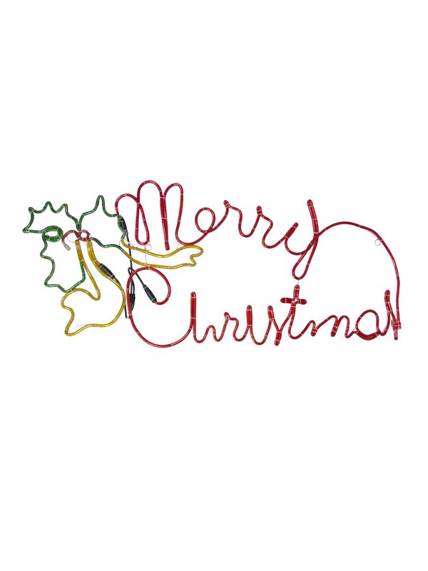 Red Merry Christmas With Holly Rope Light Silhouette - 60cm — image 3
