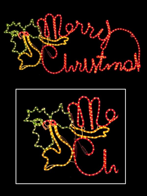 Red Merry Christmas With Holly Rope Light Silhouette - 60cm — image 2