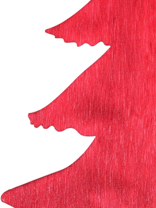 Red Natural Wood 2D Christmas Tree Hanging Decoration - 10cm — image 3