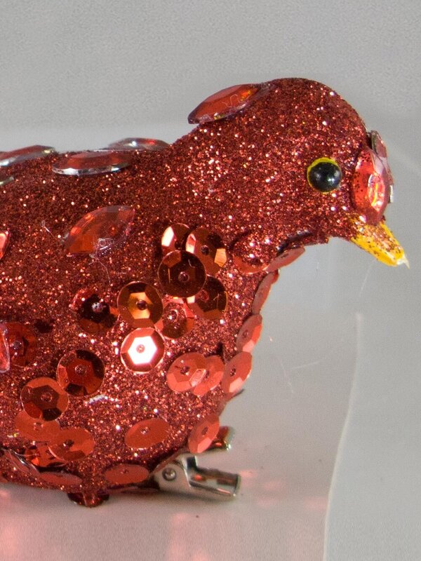 Red Sequin Glitter Birds - 2 x 14cm