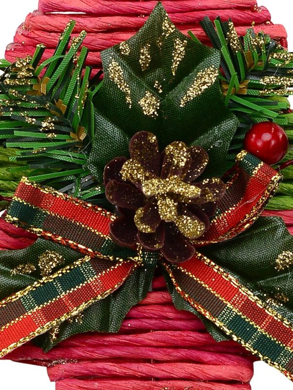 Red Twine With Green Foliage Christmas Tree Hanging Decoration - 13cm — image 2