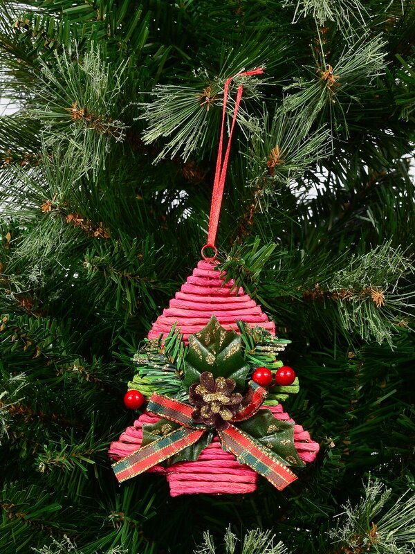 Red Twine With Green Foliage Christmas Tree Hanging Decoration - 13cm — image 4