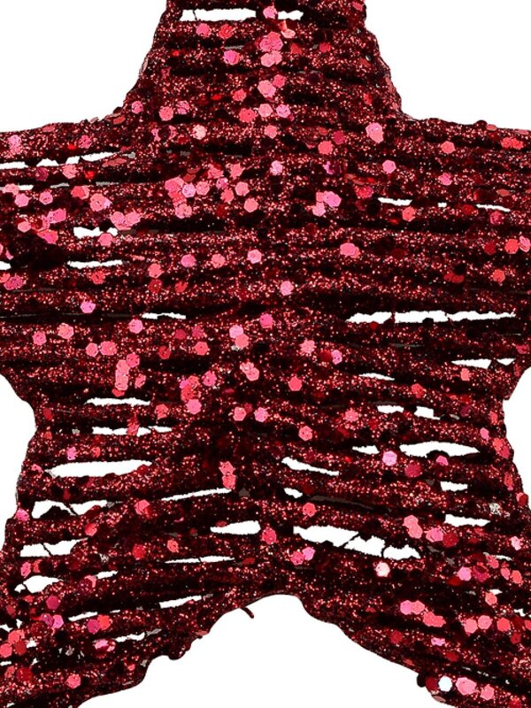 Red Twine Wrapped Look 3D Star Christmas Tree Hanging Decoration - 18cm — image 2