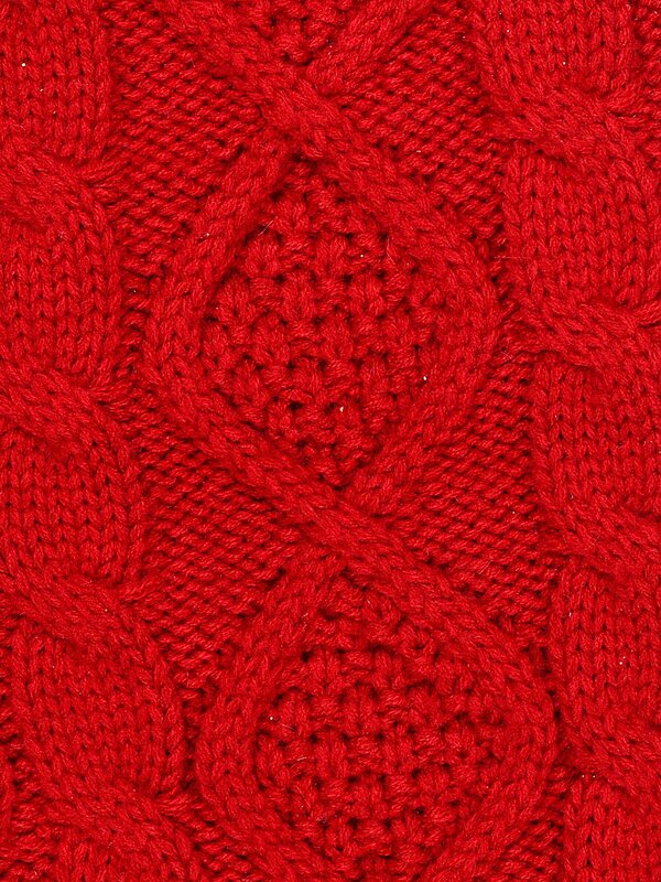 Red Twisted & Trellis Cable Knit Look Christmas Stocking With Faux Fur | 48cm — image 6