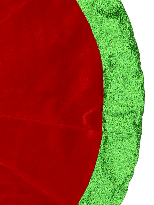 Red Velvet Tree Skirt With Metallic Green Border - 1.2m