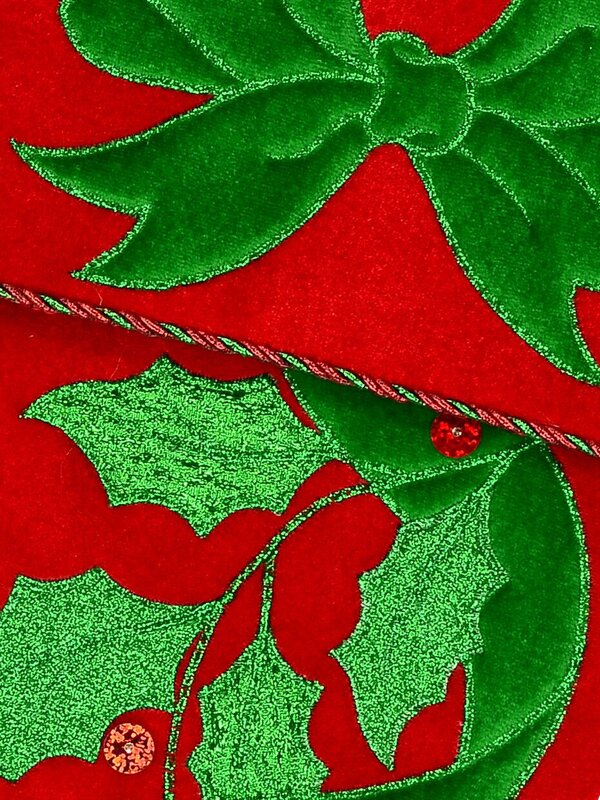Red Velvet With Green Bow & Mistletoe Applique Christmas Stocking - 48cm — image 3