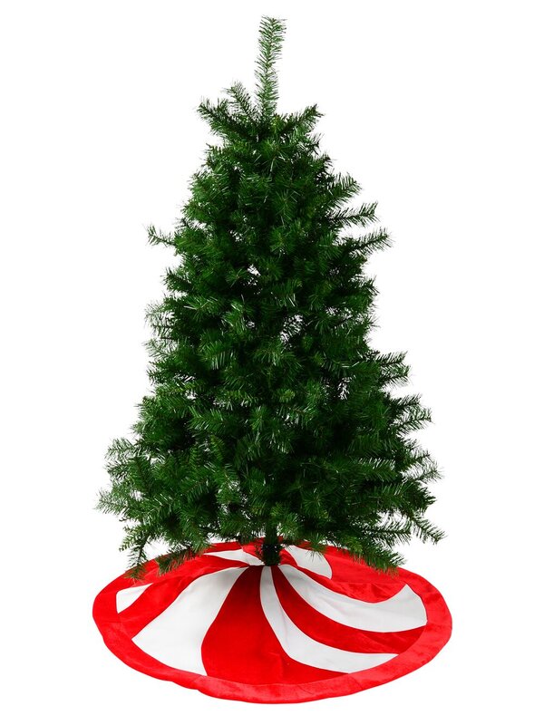 Red & White Candy Swirl Pattern Christmas Tree Skirt - 1.2m — image 4