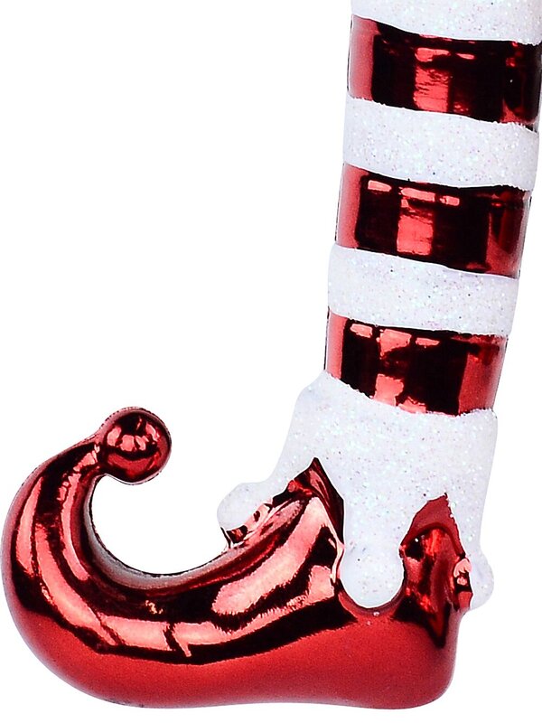 Red & White Glittered Elf Legs Whimsical Essential Ornament | 11cm — image 3