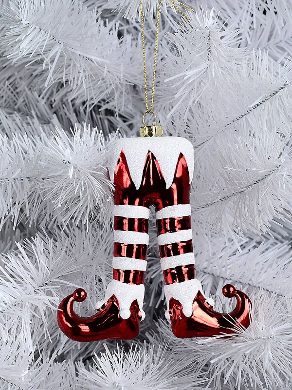 Red & White Glittered Elf Legs Whimsical Essential Ornament | 11cm — image 2