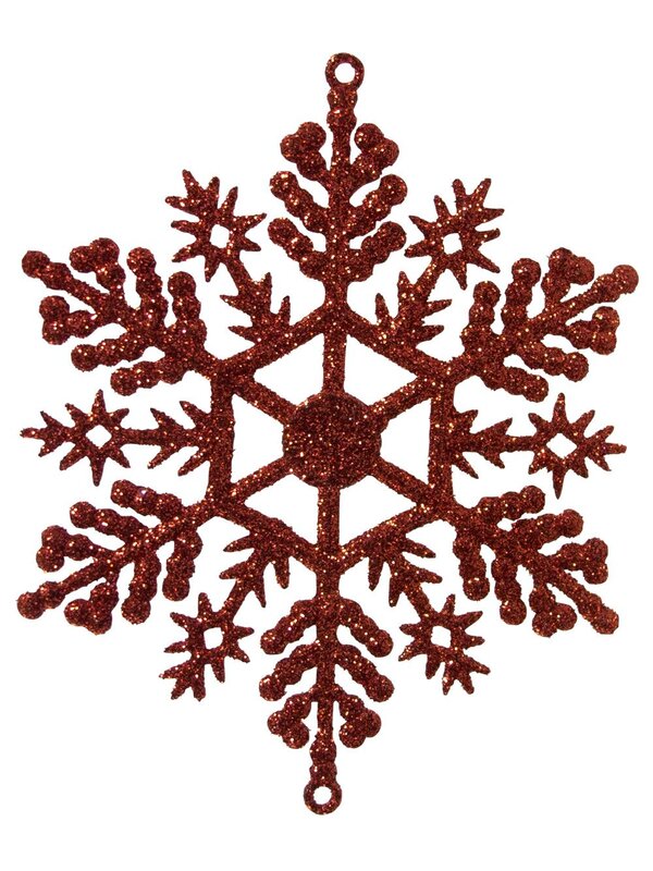 Red, White & Silver Snowflake Hanging Decorations - 12 x 10cm