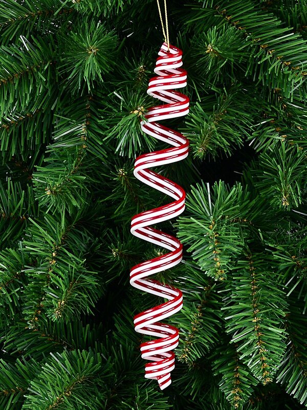 Red & White Spiral Ribbon Candy Whimsical Statement Ornament | 28cm — image 2