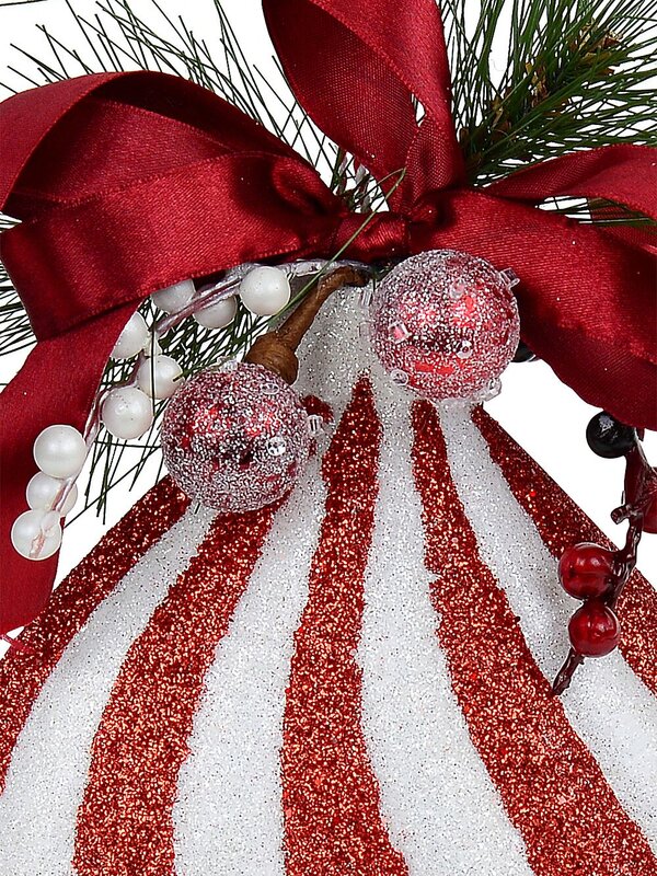 Red & White Swirl Pattern Onion Shape Christmas Hanging Decoration - 30cm — image 2