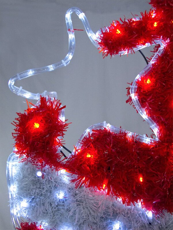 Red & White Tinsel Bauble With Cool White LED Rope Light Silhouette - 70cm — image 5